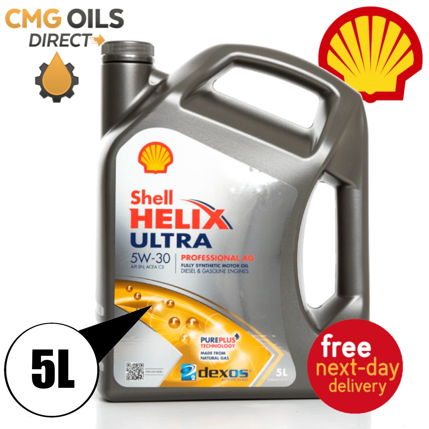 SHELL HELIX ULTRA PROFESSIONAL 5w30 AG FULLY SYNTHETIC MOTOR OIL 5L .